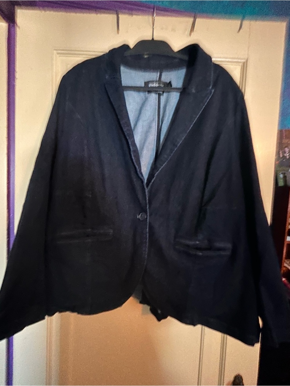 torrid Navy Single-Button Jean Blazer Jacket